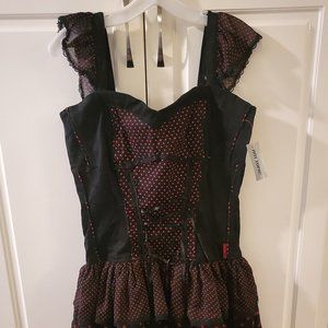 Tripp NYC Black and Red Polka Dot Lace Up Dress Size Large
